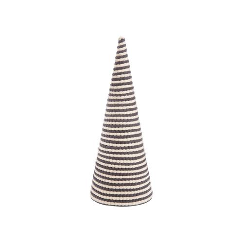 Visuel 1 du produit Sapin conique à poser en tissu gris et blanc à spirales grand modèle - Ø 20 x H 50 cm
