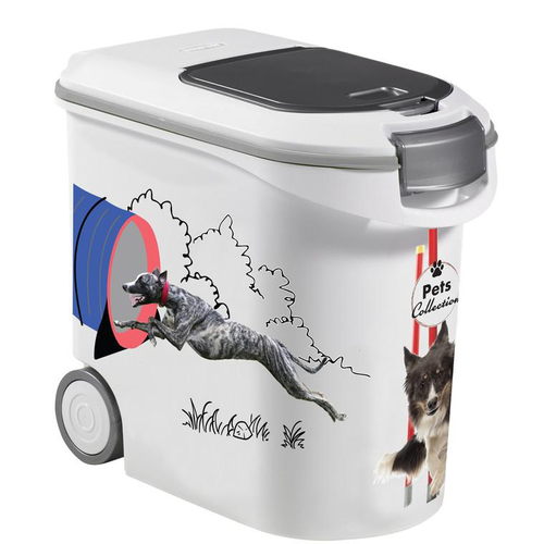 Visuel 1 du produit Container à croquettes pour chien coloris blanc et noir Pet collection – 35 L (12 kg)