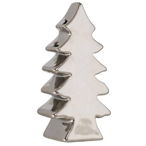 Visuel 1 du produit Sapin de Noël décoratif à poser en porcelaine argent Idea - 6,2 x 4 x 12 cm