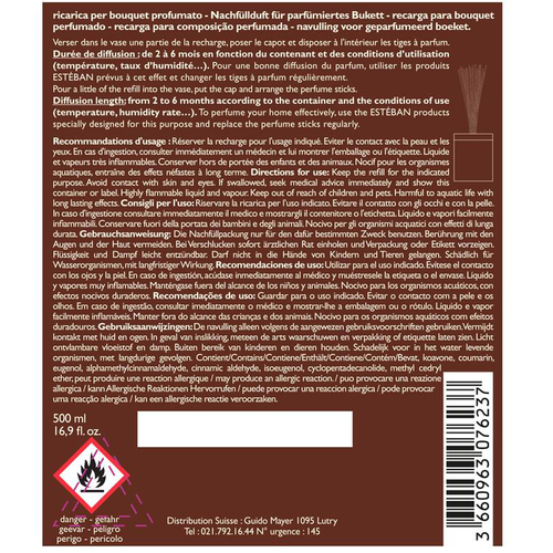 Visuel 2 du produit Recharge Teck et Tonka pour bouquets parfumés Esteban - 500 ml