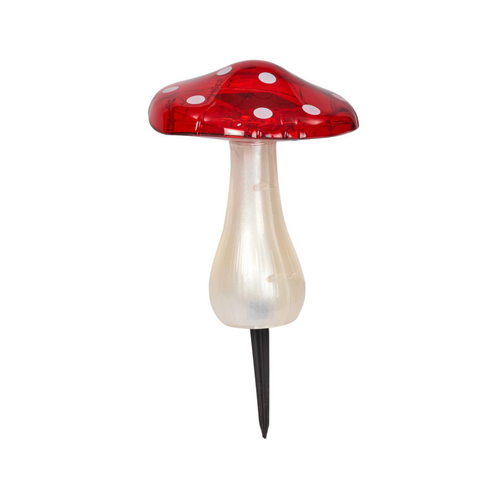 Visuel 1 du produit Balise solaire champignon magique coloris rouge en plastique effet blanc froid -  Ø 18 x 23 cm