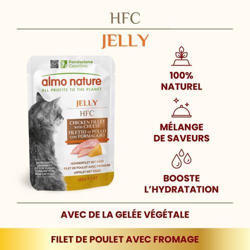 Visuel 2 du produit Pâtée pour chat HFC Jelly au filet de poulet et fromage Almo Nature - 55 g