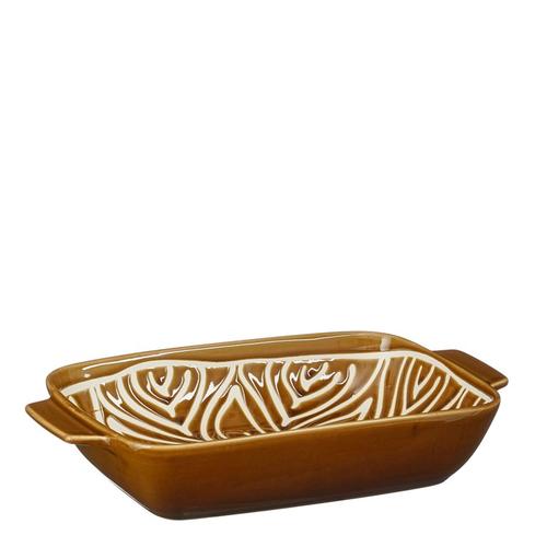 Visuel 1 du produit Plat à four en grès marron à motif Caja grand modèle - 33,5 x 18,5 x 6,5 cm