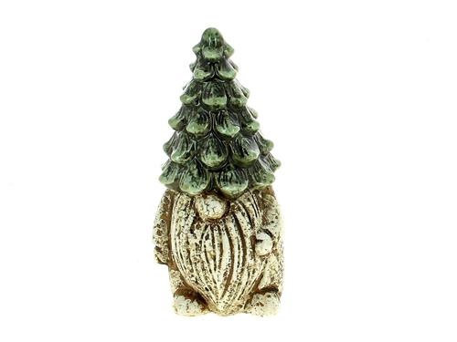 Visuel 1 du produit Gnome décoratif à poser en céramique avec chapeau sapin vert - Ø 9,5 x H 20,5 cm