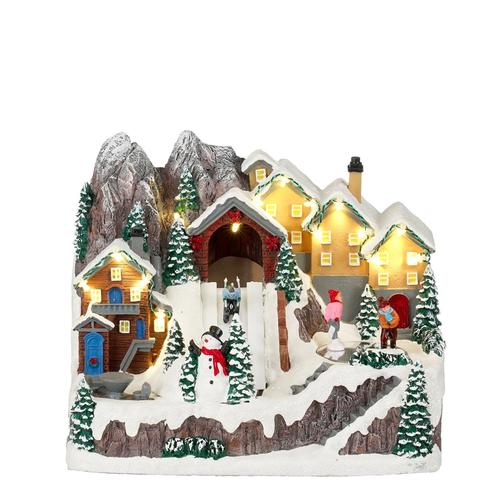 Visuel 1 du produit Village de Noël Piste de ski avec des chalets coloris multicolore à piles Luville - L 26 x l 18 x H 21 cm