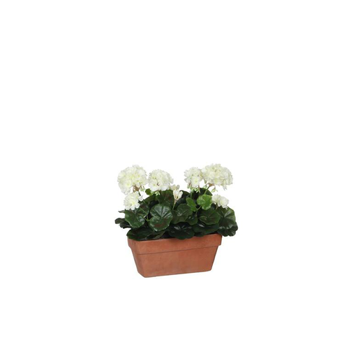 Visuel 1 du produit Géranium blanc plante artificielle en jardinière Terra 29x13x40 cm