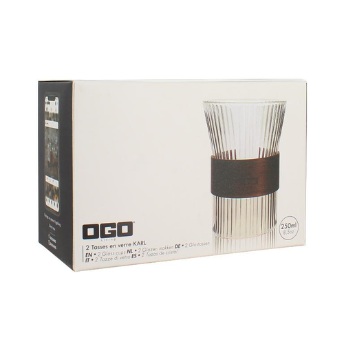 Visuel 2 du produit Tasses en verre borosilicate transparent strié Karl x 2 - 250 ml