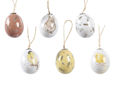 Visuel 1 du produit Œufs décorés à suspendre Ø 5 x H 7,5 cm - Les 6 pièces