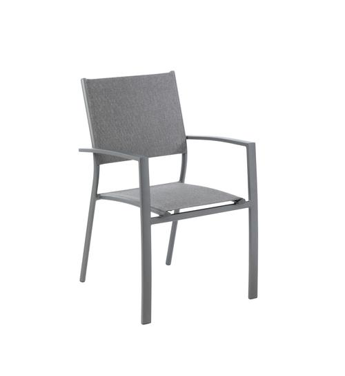 Visuel 1 du produit Fauteuil en aluminium et toile polyester anthracite Talia - 59 x 56 x 88 cm