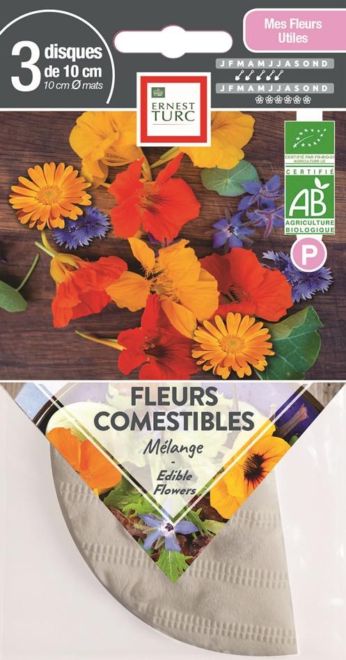 Visuel 1 du produit Ronds présemés de fleurs comestibles bio série 5 Ernest Turc - les 3 ronds de 10 cm