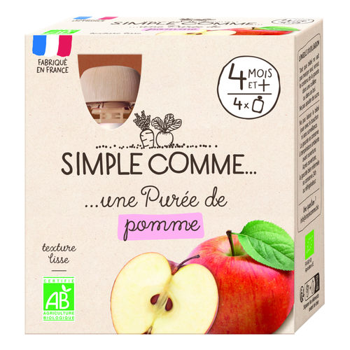 Visuel 1 du produit Pack de 4 gourdes de purée de pomme bio Simple comme - 4 x 85 g