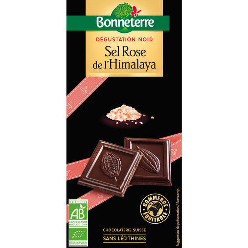 Visuel 1 du produit Chocolat Dégustation noir Sel Rose de l’Himalaya en tablette de 80 g