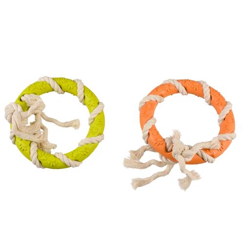 Visuel 2 du produit Jouet pour chien en corde et caoutchouc coloris multicolore bague Duvoplus - 12,5 x 12,5 x 3,2 cm