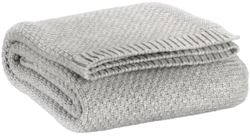 Visuel 1 du produit Plaid tricot Danilo coloris gris en coton - 130 x 160 cm