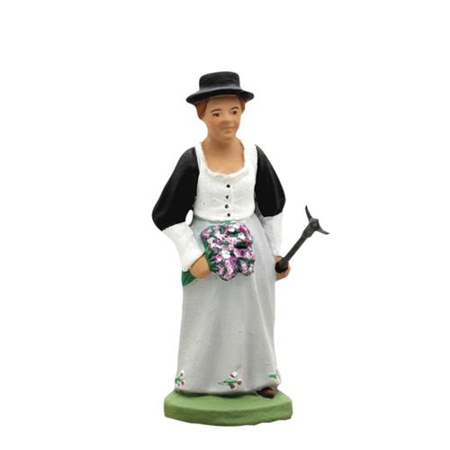 Visuel 1 du produit Santon personnage pour village de Noël manadière coloris multicolore en argile - H 7,6 cm