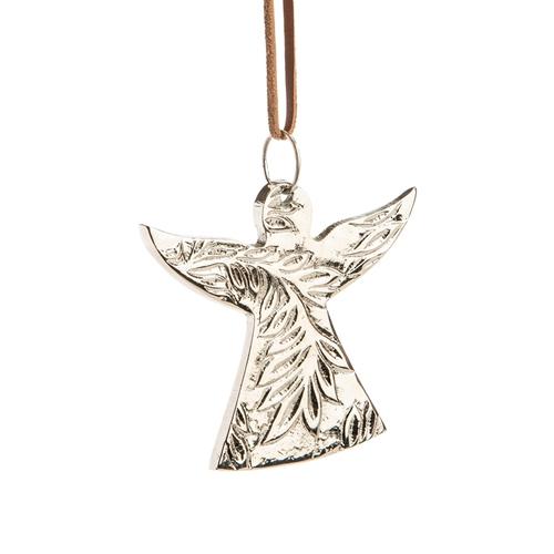 Visuel 1 du produit Suspension ange en aluminium argenté - 10 x 0,5 x 9 cm