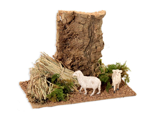 Visuel 1 du produit Décor de crèche de Noël enclos avec brebis Santons Escoffier - 17 x 9 x 13 cm
