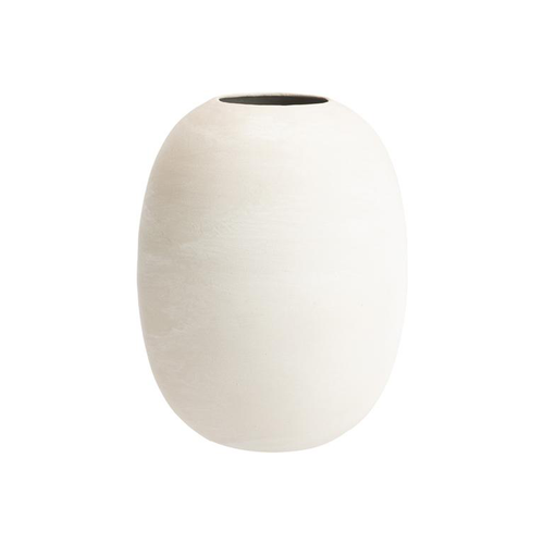 Visuel 1 du produit Vase haut ovale en métal blanc - 24 x 24 x 30 cm