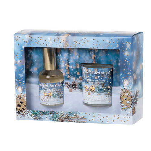 Visuel 1 du produit Coffret cadeau parfumé Pomme des neiges Senteur et Lumière - Bougie 75 g + vaporisateur 50 ml