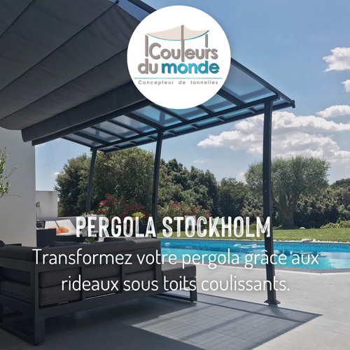 Capture vidéo du produit Pergola adossée polycarbonate, acier, aluminium COULEURS DU MONDE - modèle Stockholm - 3,5x6m