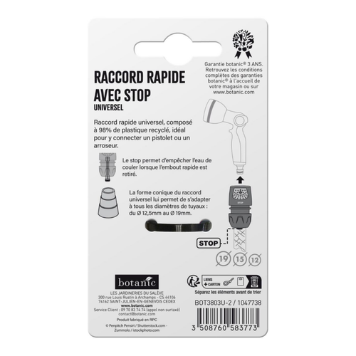 Visuel 2 du produit Raccord rapide avec stop universel botanic® pour tuyaux Ø 12,5 à 19 mm