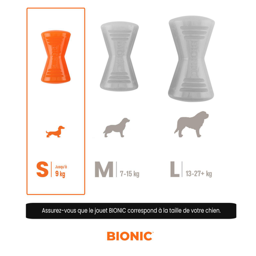 Visuel 2 du produit Jouet pour chien en caoutchouc coloris orange os Bionic - Taille S