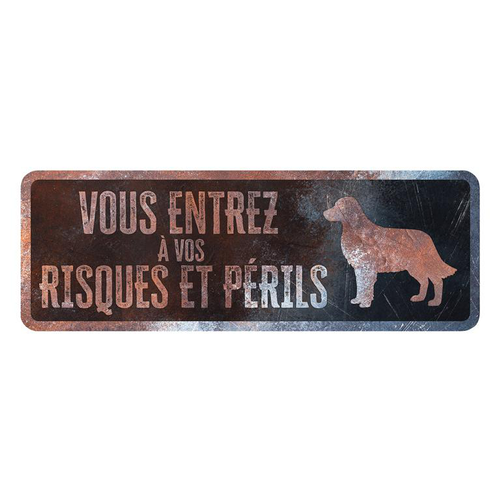 Visuel 1 du produit Panneau d'avertissement golden retriever coloris noir en métal galvanisé D&D Home - 40 x 13 X 0,3 cm