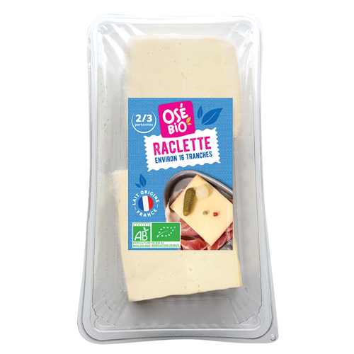 Visuel 1 du produit Raclette au lait pasteurisé en tranches 26% bio Ose Bio - 400 g