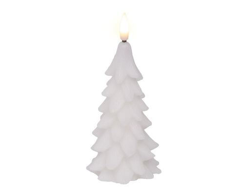 Visuel 1 du produit Bougie sapin blanc imitation cire à LED blanc chaud pour intérieur - Ø 7 x H 15,5 cm