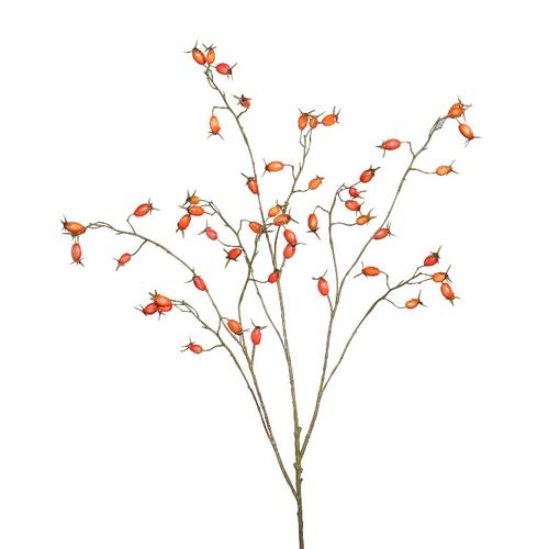 Visuel 1 du produit Branche artificielle d'églantier orange - 106 cm
