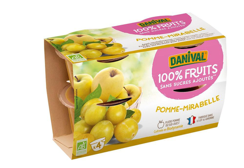 Visuel 1 du produit Purée de fruits pomme mirabelle bio - 4 x 100g