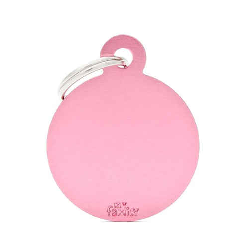 Visuel 1 du produit Médaille basic grand cercle pour chien en aluminium rose