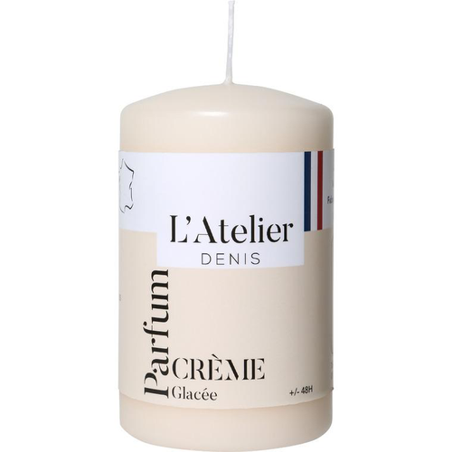 Visuel 1 du produit Bougie cylindrique taille S ivoire parfum crème glacée L’Atelier de Denis - Ø 6,8 x H 11 cm