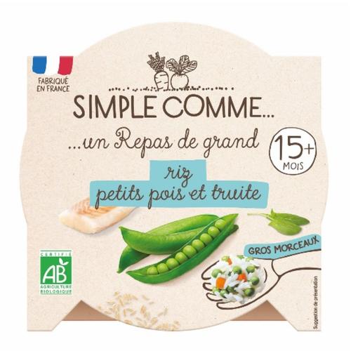 Visuel 1 du produit Assiette riz, petits pois et truite bio dès 15 mois Simple Comme - 190 g