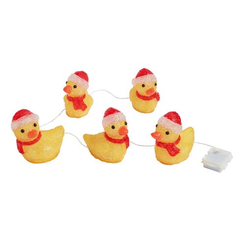 Visuel 1 du produit Guirlande lumineuse canards de Noël en acrylique coloris jaune et rouge à piles intérieur - x 5 H 13 cm