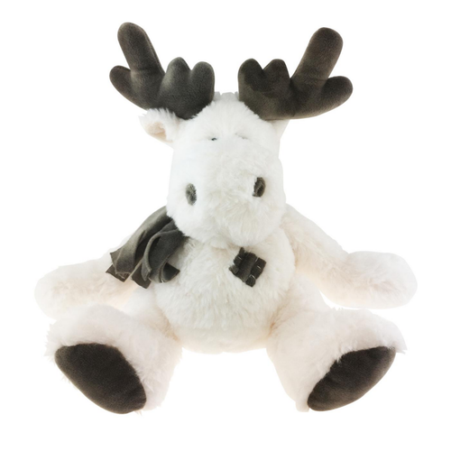 Visuel 1 du produit Renne en peluche polyester écru et gris- 30 cm