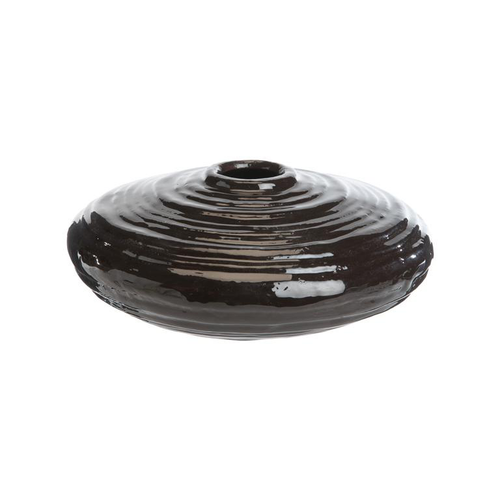 Visuel 1 du produit Soliflore bas à décor spirale en aluminium chocolat - Ø 22 x H 9 cm