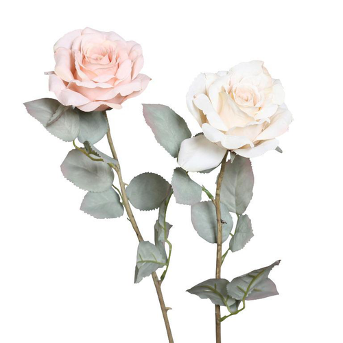 Visuel 1 du produit Rose artificielle rose clair - 63 cm