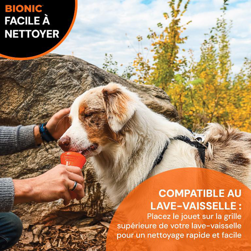 Visuel 4 du produit Jouet pour chien en caoutchouc coloris orange os Bionic - Taille S