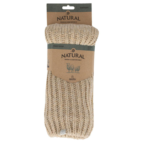 Visuel 1 du produit Chaussettes d'intérieur côtelées en laine coloris camel Apollo - 39/42