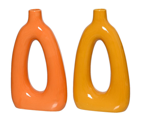 Visuel 1 du produit Vase en grès orange - 6,8 x 18,5 x 32 cm