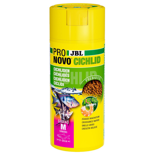 Visuel 1 du produit Granulés pour Cichlidés de taille moyenne JBL Pronovo Cichlid Grano M Click - 250 ml