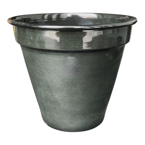 Visuel 1 du produit Pot conique en métal recyclé coloris gris océan vif Upcycle Conique - Ø 18,5 x H 16 cm