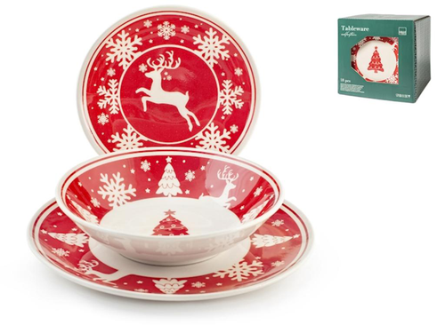 Visuel 1 du produit Assiette creuse Folklore coloris rouge en grès - Ø 20,5 cm