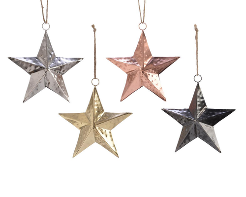 Visuel 1 du produit Suspension en forme d’étoile en métal coloré - 3 x 10 x 10 cm