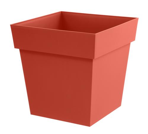 Visuel 1 du produit Pot carré en plastique coloris terre battue EDA Toscane - 49,5 x 49,5 x 52,5 cm