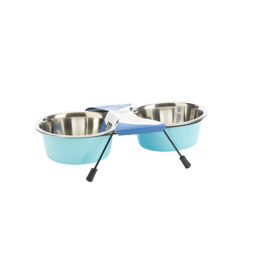 Visuel 1 du produit Gamelle double pour chien diner set en 8 – 2 x 950 ml (livrée aléatoirement parmi 4 coloris)