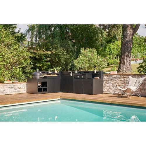 Visuel 8 du produit Support cuisine fermé en acier noir forme comptoir de bar Forge Adour - 120 x 97,2 x 112,5 cm