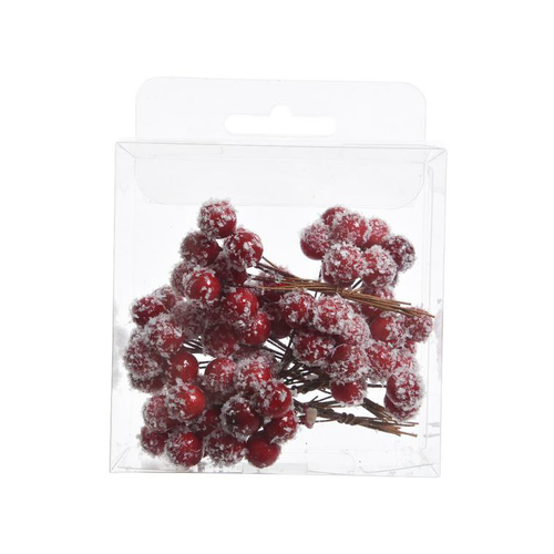 Visuel 1 du produit Grappe de baies rouges en mousse avec neige - 11,5 cm