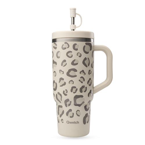 Visuel 2 du produit Gourde nomade isotherme Travel Cup Wild en inox coloris beige sable Qwetch - 900 ml
